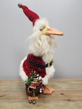 Vintage Grandeur Noel Holiday Duck – Christmas Goose Figurine in Santa Velvet